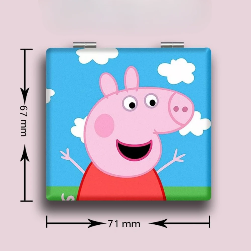 Peppa Pig espejo de bolsillo Mini maquillaje compacto portátil de dos lados plegable espejo de maquillaje cosmético para regalo