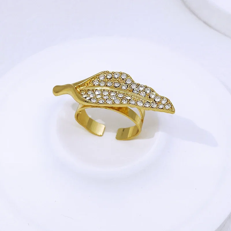 YTJX Fashion Jewelry Set Gold Plated Necklace Bracelet Unique Design Leafs Stud Earrings Ring For Women Jewellery Gifts 2025 New