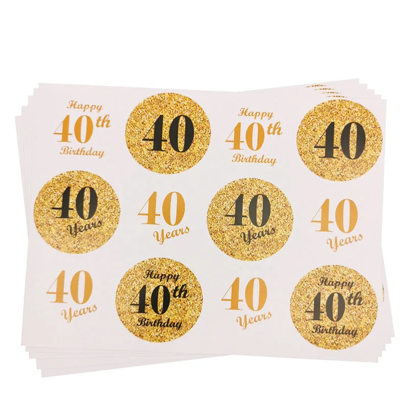 1 Beutel Gold, Durchmesser 4 cm, „Cheers“-Aufkleber zum 30., 40., 50., 60. Geburtstag, Papieraufkleber, Happy Birthday Party Siegelaufkleber, Geschenkaufkleber, Dekoration zum Jubiläum – Detail 4