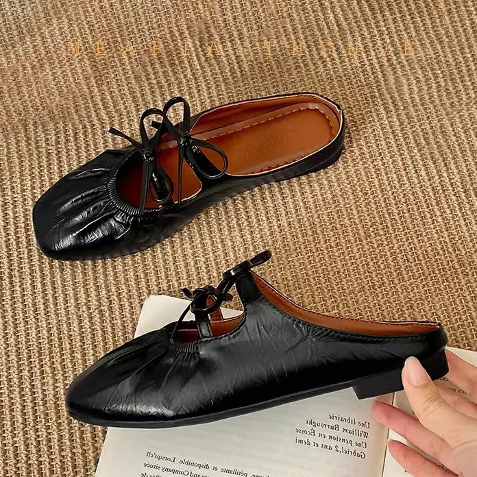 

black Single Shoes Women's Fairy Tale Style Thick Bottom Mary Janes Ultra-Leather round Toe Comfortable Breathable Rubber Sole