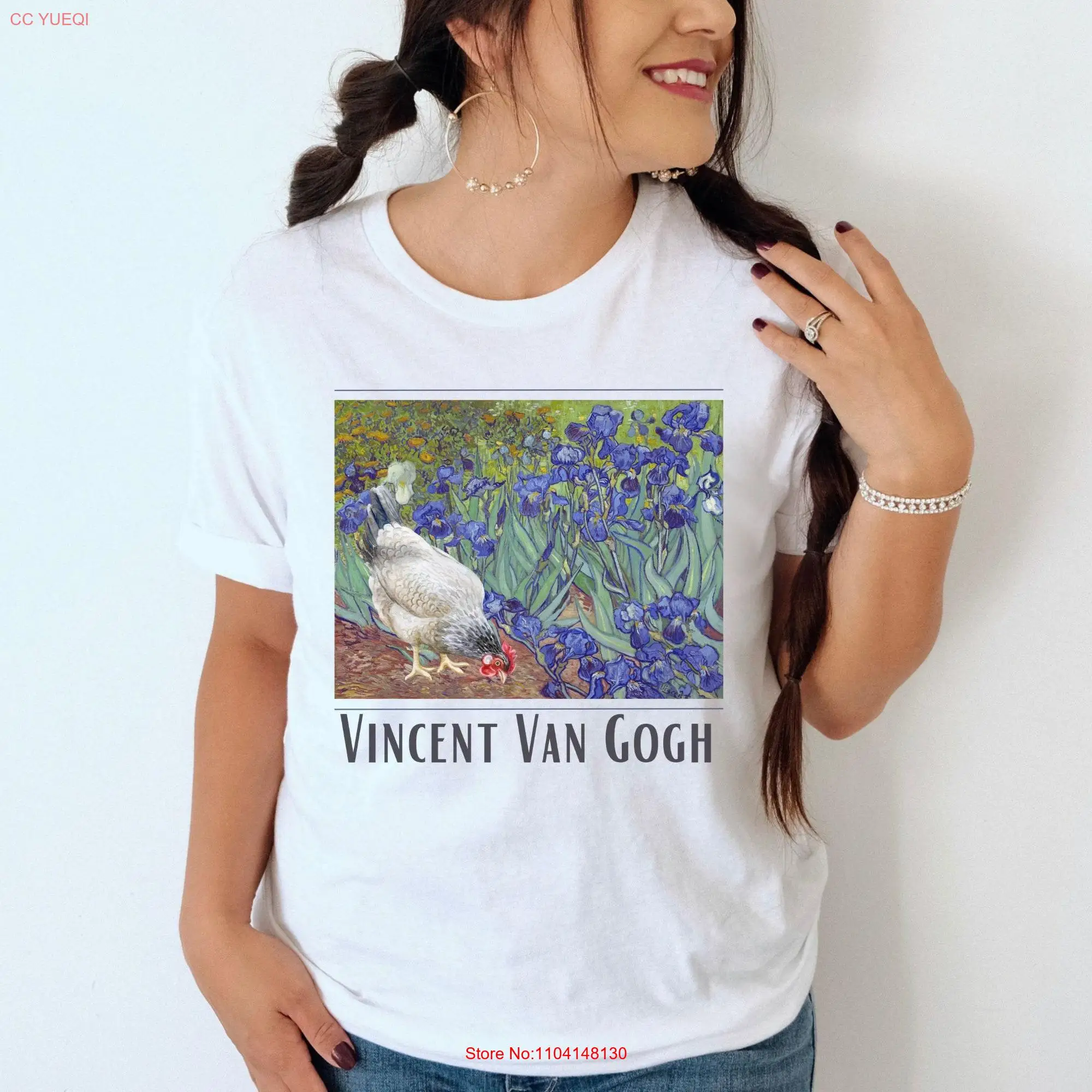 Van Gogh shirt Chicken mama art Vangogh t irises Rooster mom gifts long or short sleeves