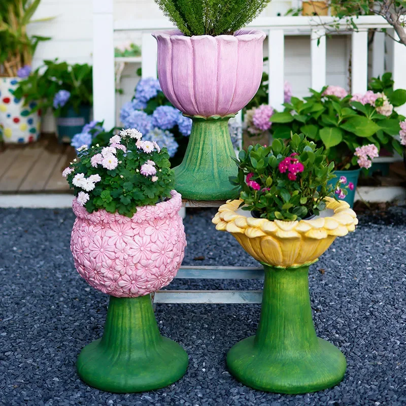 Garden flower pot base creative decorative ornament outdoor garden balcony landscaping arrangement flower stand small stool chai