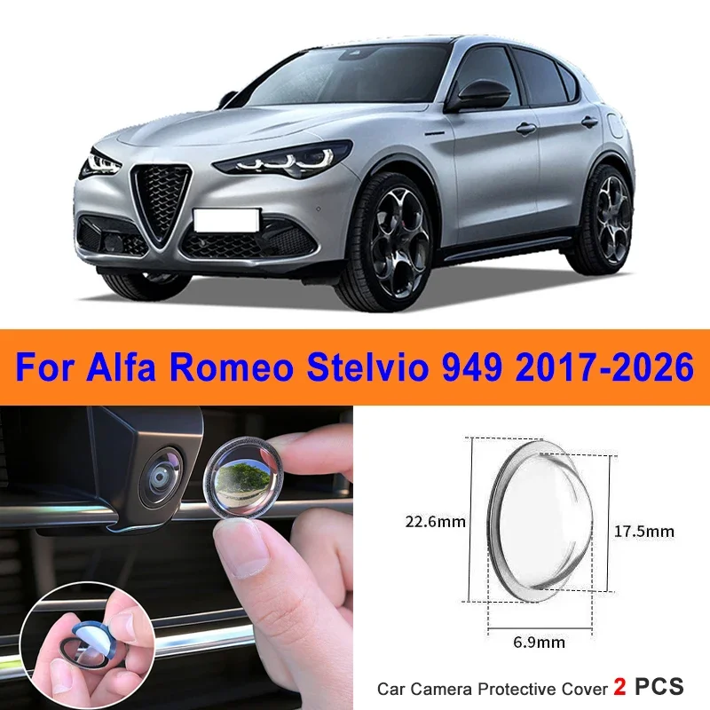 

360 Reverse Image Car Camera Cover Anti-Scratch PC Lens Protector Stickers For Alfa Romeo Stelvio 949 2017-2026 2Pcs