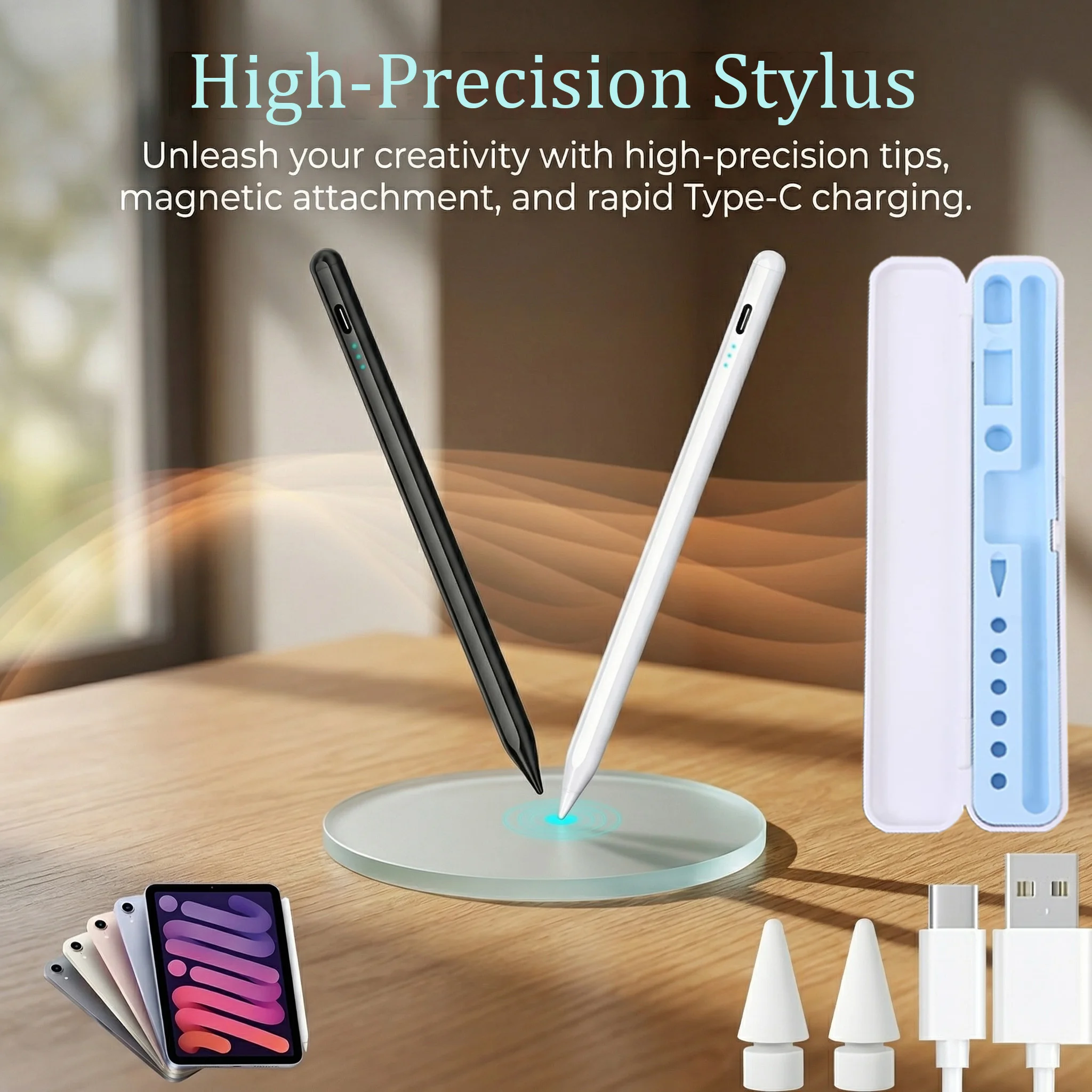 

Stylus Pen for iPad Air/Mini/Pro 2018+, Palm Rejection, Fast Charge, Long Battery, Side Magnetic, with Premium Storage Case