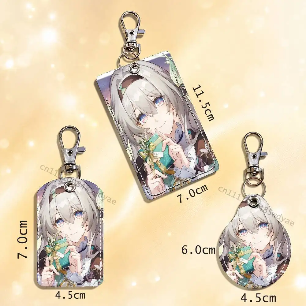 H-Honkai Star R-Rail F-Firefly Card Case Leather Card Holder Keychain Key Ring Transportation Card Case view 3