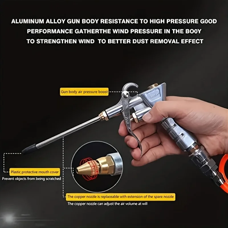 Manual Pneumatic Air Blow Gun Metal Air Duster Extended Nozzles ErgonomicDurable Air Compressor Accessory Workshop Cleaning Tool