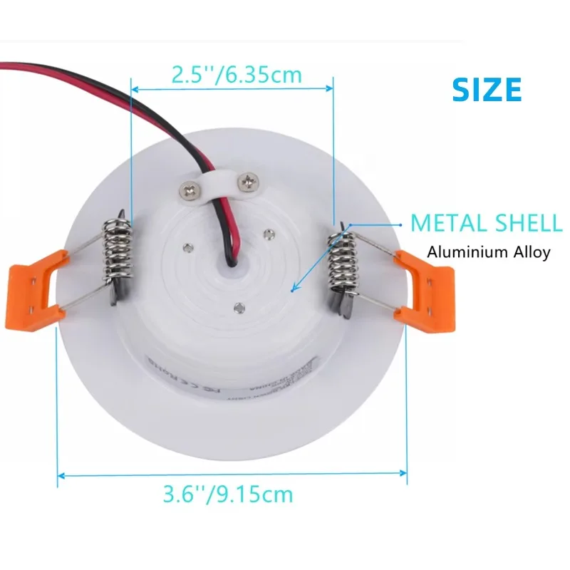 RV Camper 3.6 Inch Modern Aluminum Ceiling Light 12v Diode Downlight Decorative Thin Daylight White 6500K Diode Panel Light