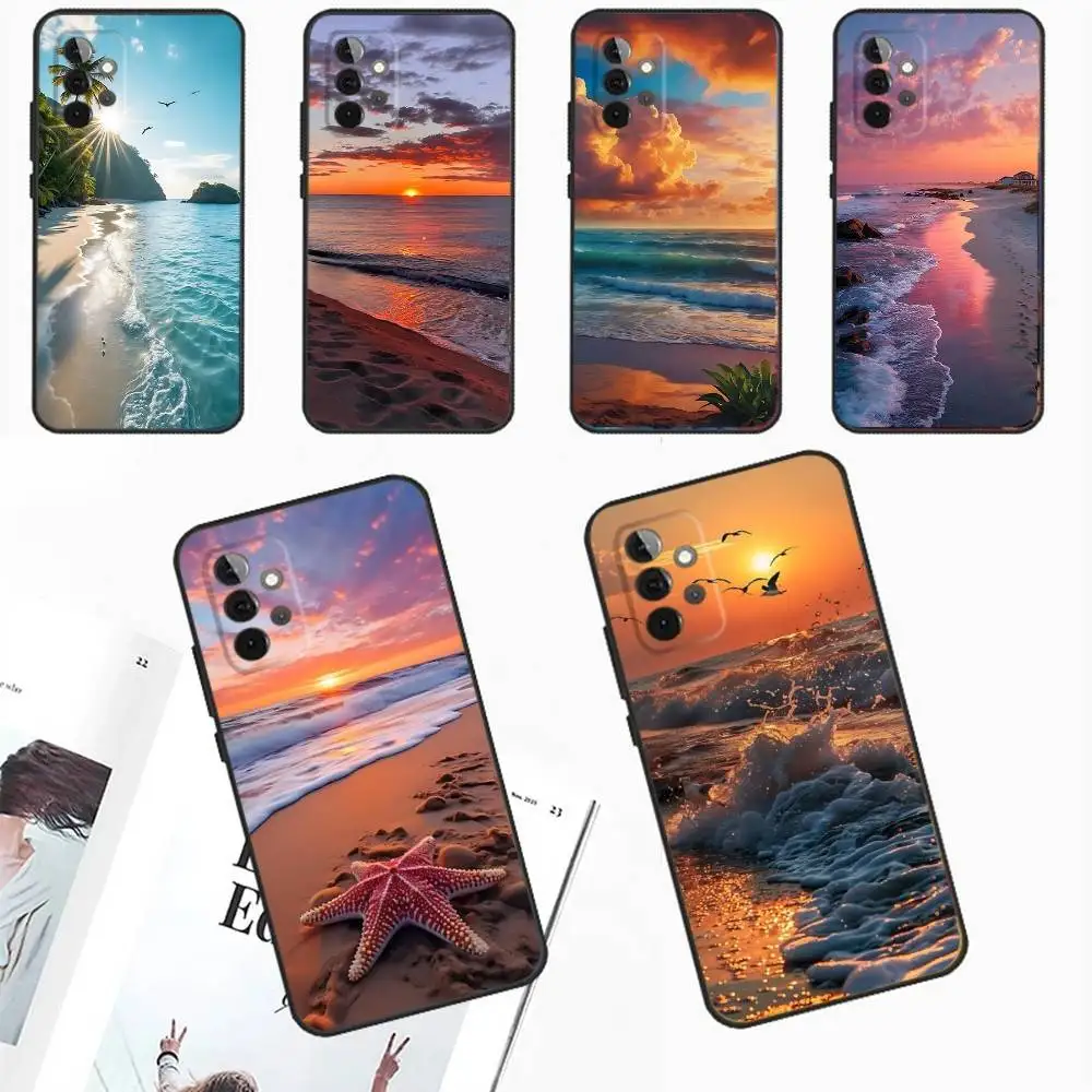 

Summer Beach Sunset On Sea Phone Case For Samsung Galaxy A13,A21s,A22,A31,A32,A52,A53,A71,A80,A91 Soft Black Phone Cover