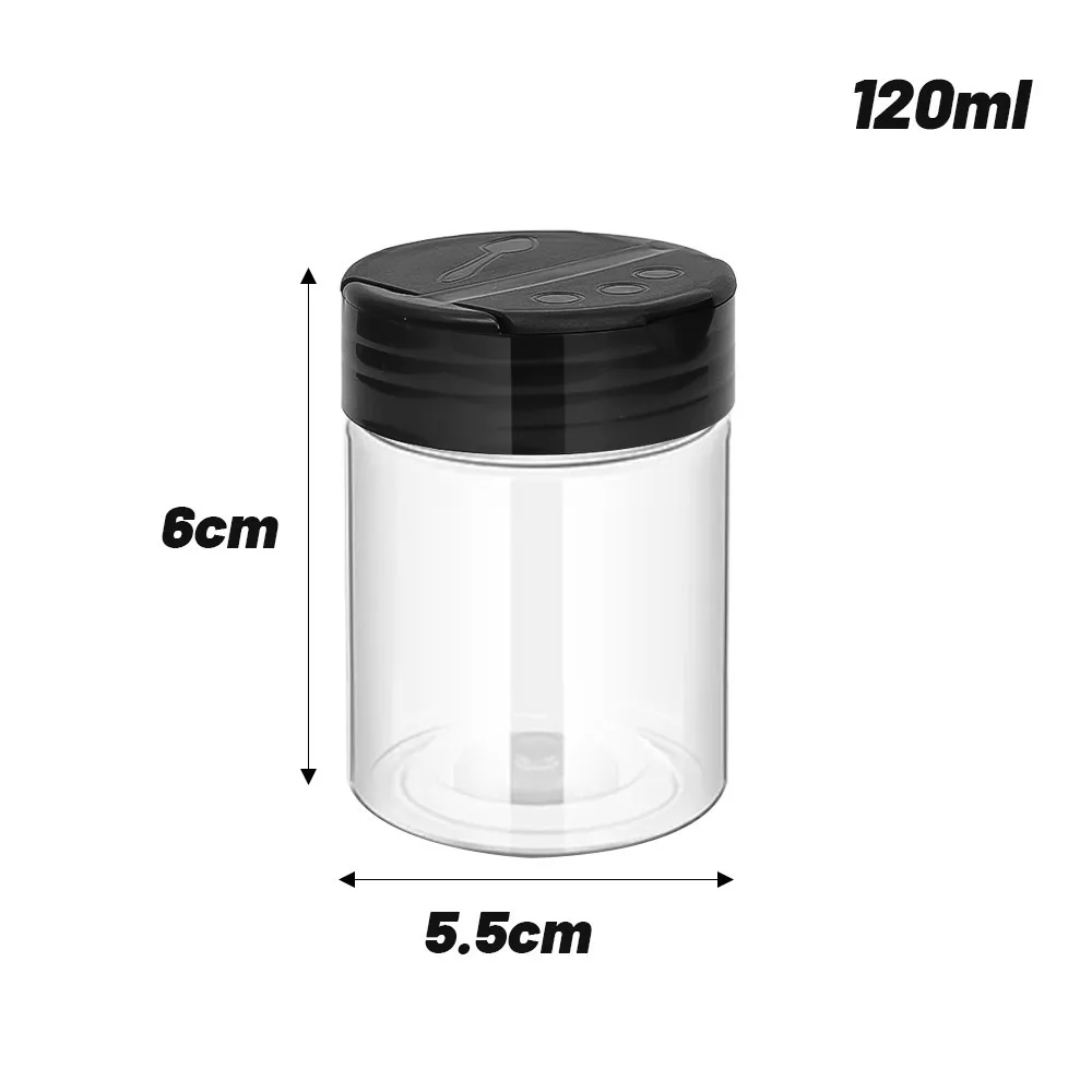1Pcs with Butterfly Lids Labels Seasoning Bottle 100ml-300ml Clear BBQ Condiment Box Plastic Double Cover Spice Jars
