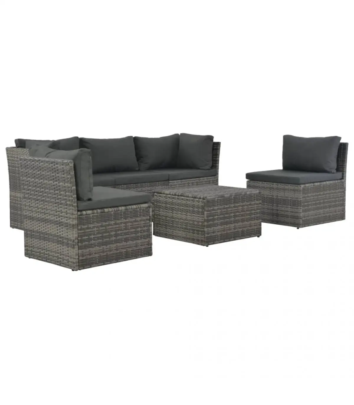 Outdoor sofas garden lounge Set 4 PCs and gray synthetic rattan cushions