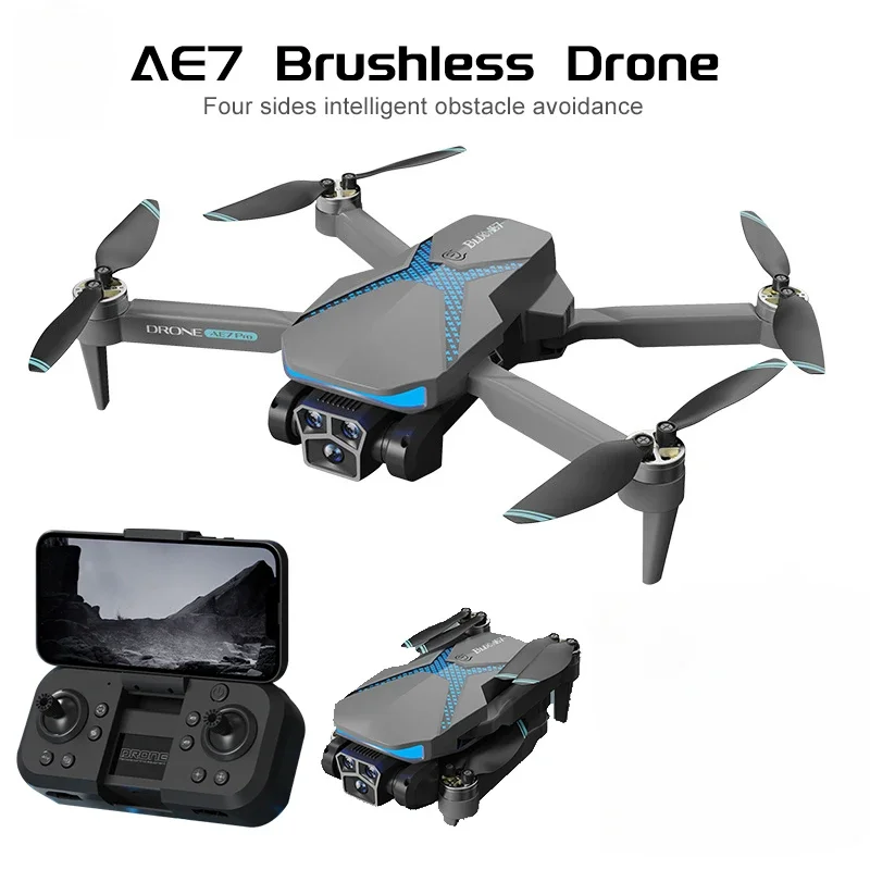 New New AE7 Mini Brushless Drone 8K HD Camera Drones Aerial Photography Four Axis Aircraft Optical flow localization FPV Rc Dron