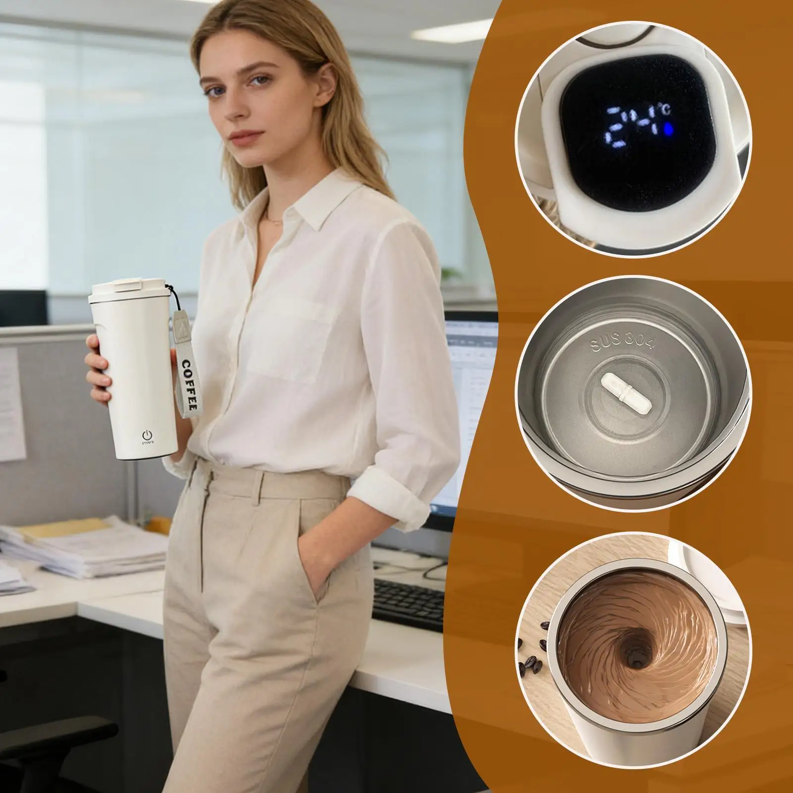 

Stirring Mug 400ml Electric Tumbler With Straw Automatic Stirring Cup Coffee Mug For Milk Protein Powder Oatmeal Flour Drinks