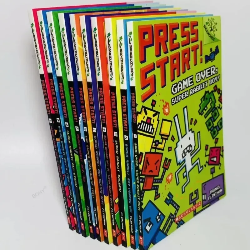 English Press Start Super Rabbit Boy, Edição para Leitura, Ramos Literários, Desenhos Infantis para Crianças, 13 Livros