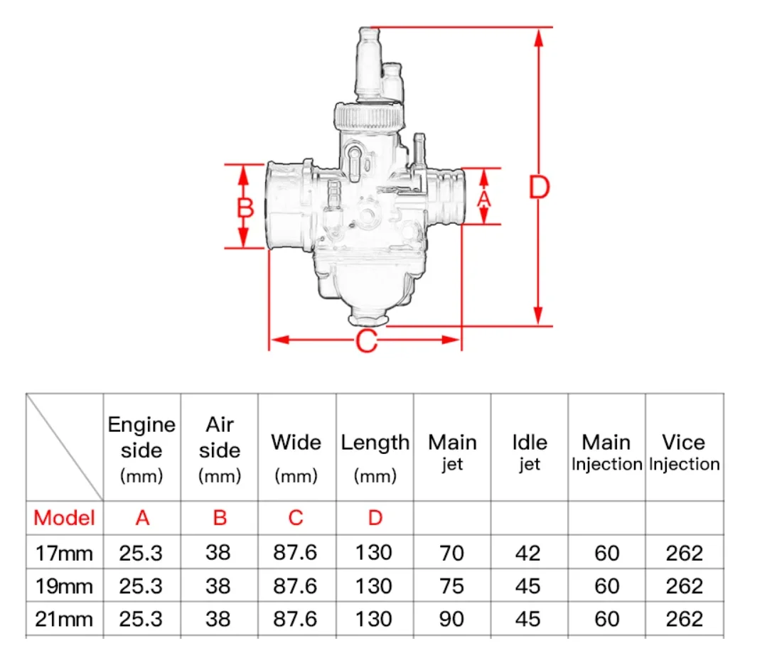ل Dellorto 17 مللي متر 19 مللي متر 21 مللي متر المكربن PHBG MJ50 DT50 DT50MX DT80 DT80MX TZR50 RD80 TZR50 TZR80 المكربن DT RD 50 80