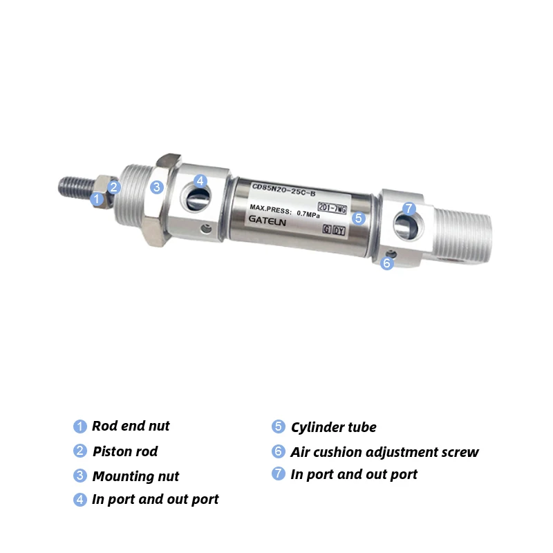 CD85N16 CD85N10 CD85N20 CD85N25 CD85N12 With air cushion Double Acting Single Rod mini cylinder
