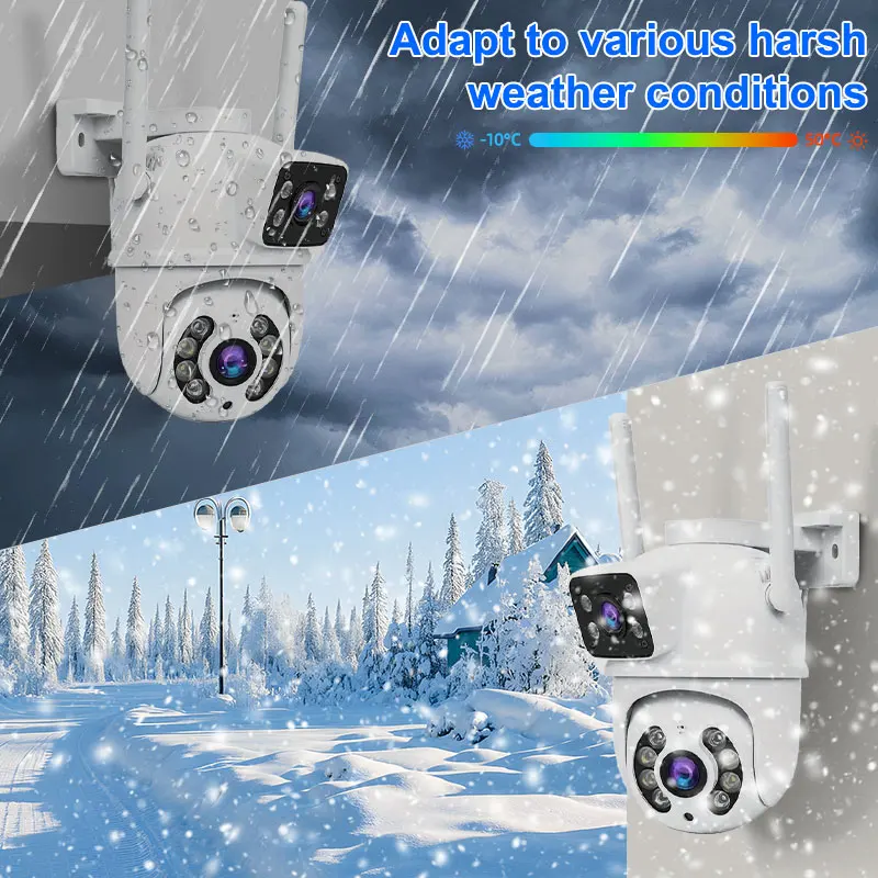 

6MP Dual Lens Wireless WiFi IP Camera, Outdoor Waterproof Motion Detection Smart Security Surveillance