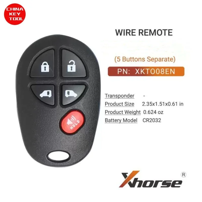 1PCS Xhorse Wire Remote Key For Toyota Style Separate 5 Buttons XKTO08EN