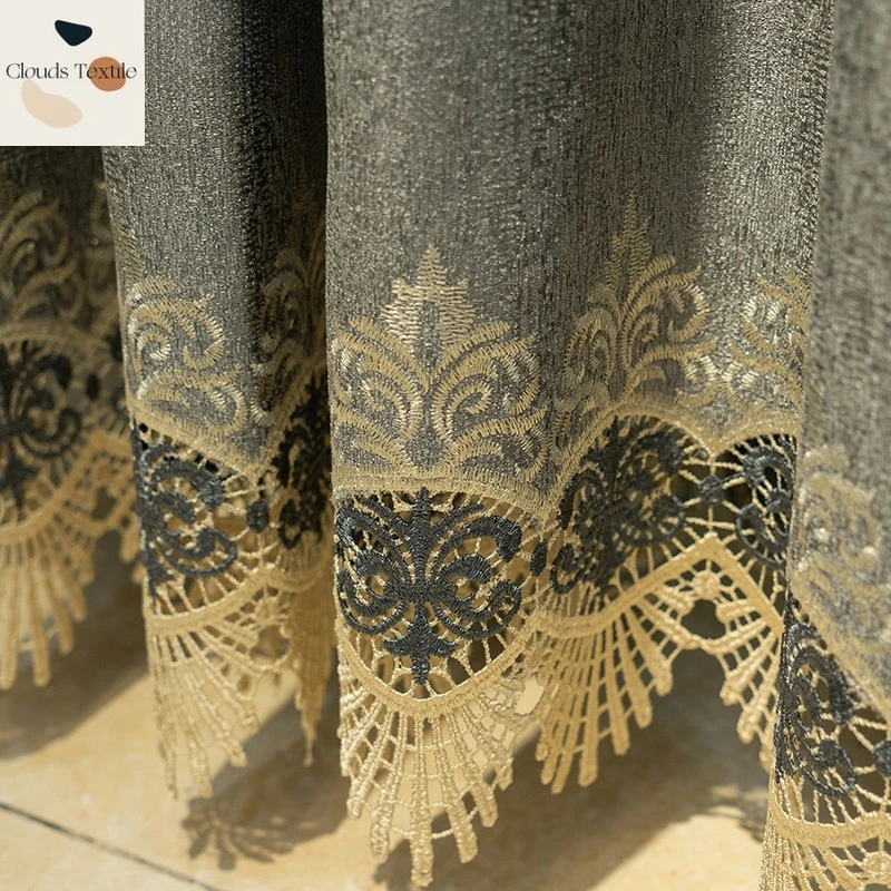 

Custom Size！！European Chenel Blackout Out Atmospheric Modern Embroidered Curtains for Living Dining Room Bedroom Decor Window