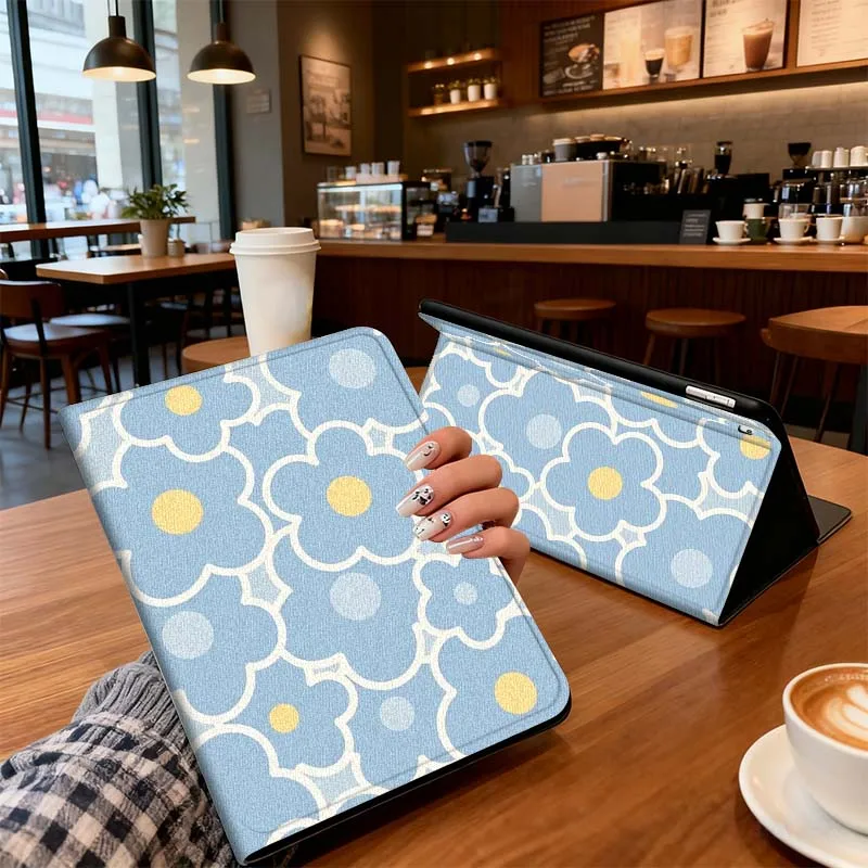 Blue flower heart For iPad Pro Air Mini 1 2 3 4 5 6 7 7th 8th 9th 10th 11th 10.2 9.7 10.5 10.9 11 12.9 Tablet Case