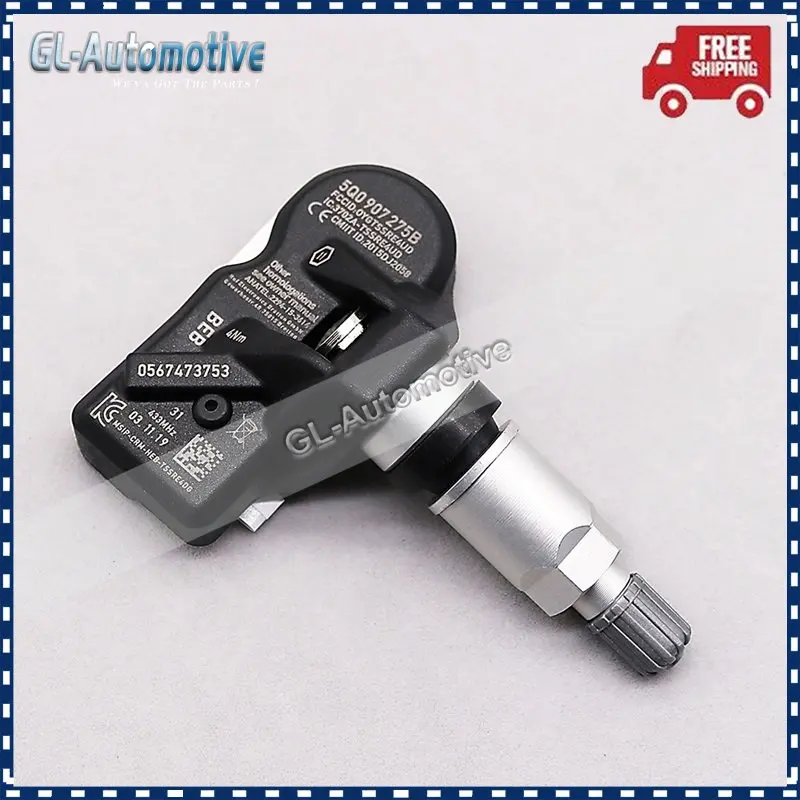 Sensor do Monitor de Pressão dos Pneus TPMS, 433MHz, Skoda, Karoq, Kodiaq, Octavia, Superb, Volkswagen, Amarok, Bentley, Audi 5Q0907275, 4pcs