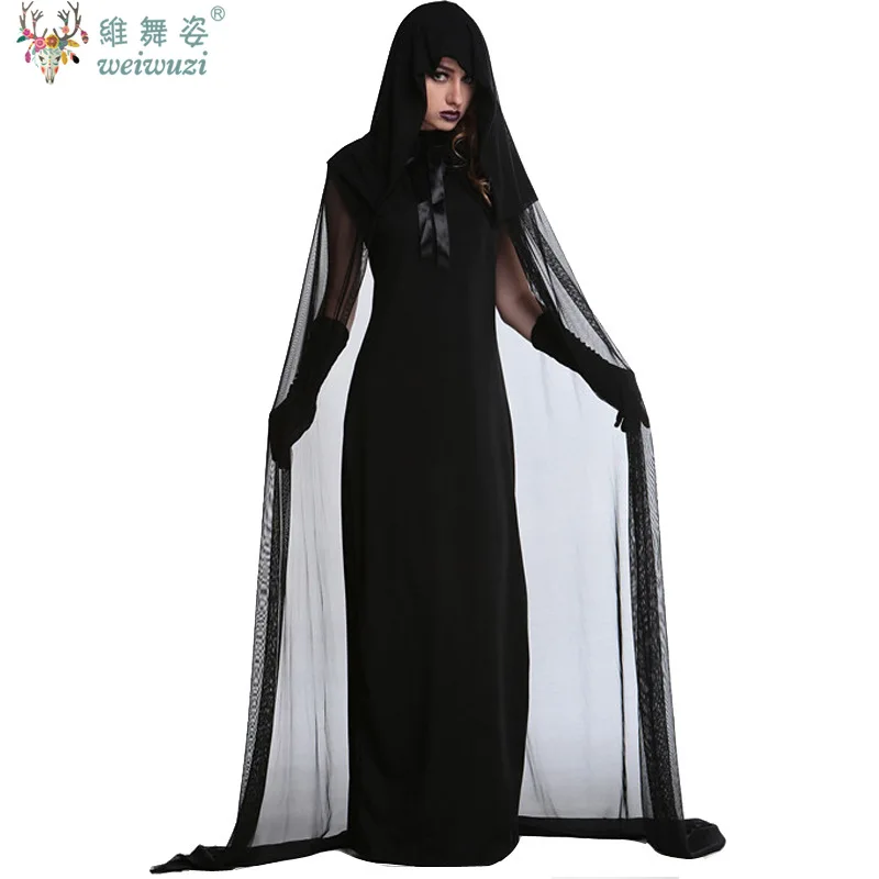 

New Halloween Costume Adult Women Black Witch Dress Cosplay Costume Easter Masquerade Dancing Party Vampire Bride Clothing Fancy