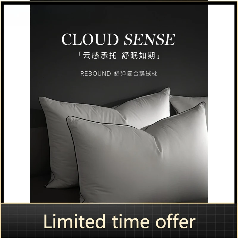 Новинка 2023 года, пуховая подушка, 95% белое гусиное перо, чехол из 100% хлопка, эластичный сердечник, удобная гипоаллергенная подушка для кровати