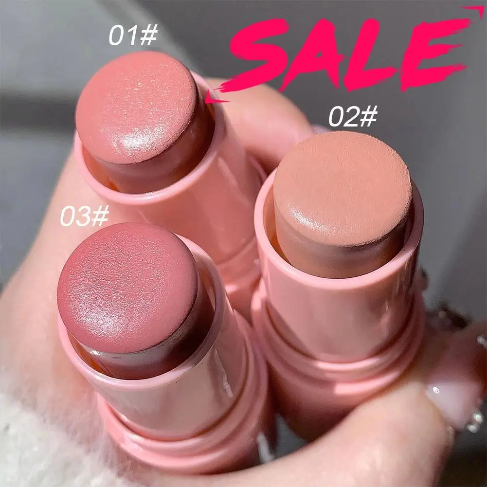 3in1 Monochrome Blusher Cheek Lip Tinted Matte Natural Rouge Powder Blusher Stick Cream Matte Contour Makeup Cosmetices