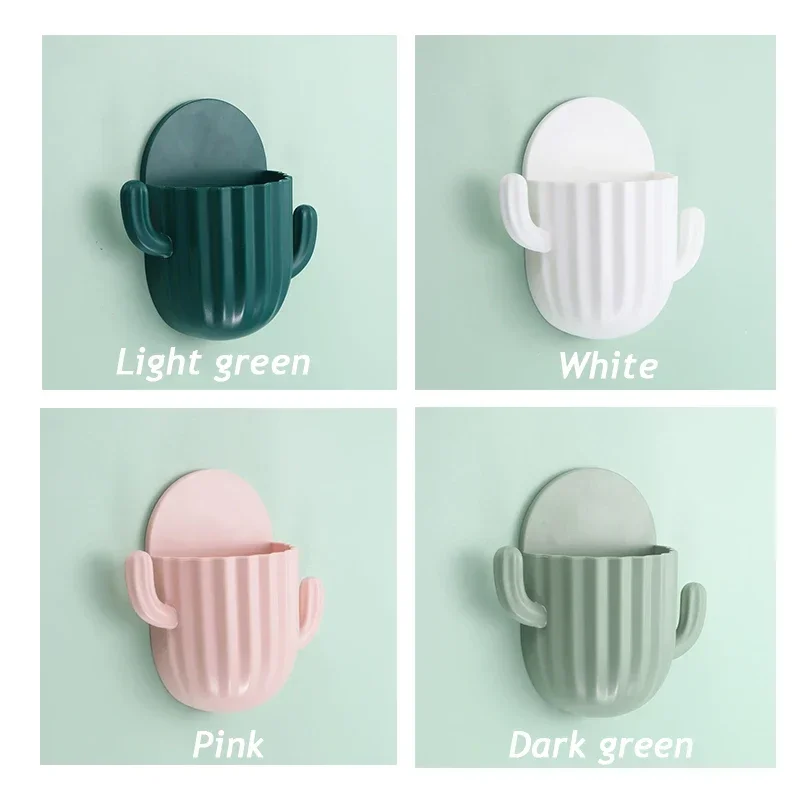 Wall Self-adhesive Storage Rack Toothpaste Holder Brush Holder Cactus Storage Toothbrush Holder Wall Bathroom Accessorie