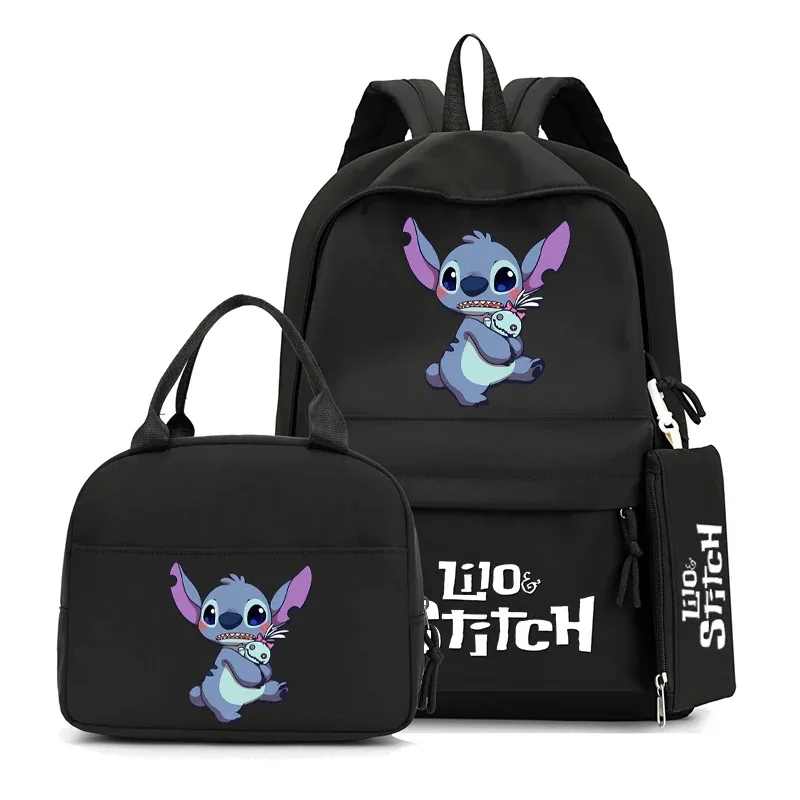 3Pcs/set Lilo And Stitch Backpack with Lunch Bag for Teenager Girl boy Schoolbag Bookbag Rucksack Comfortable Travel Bag