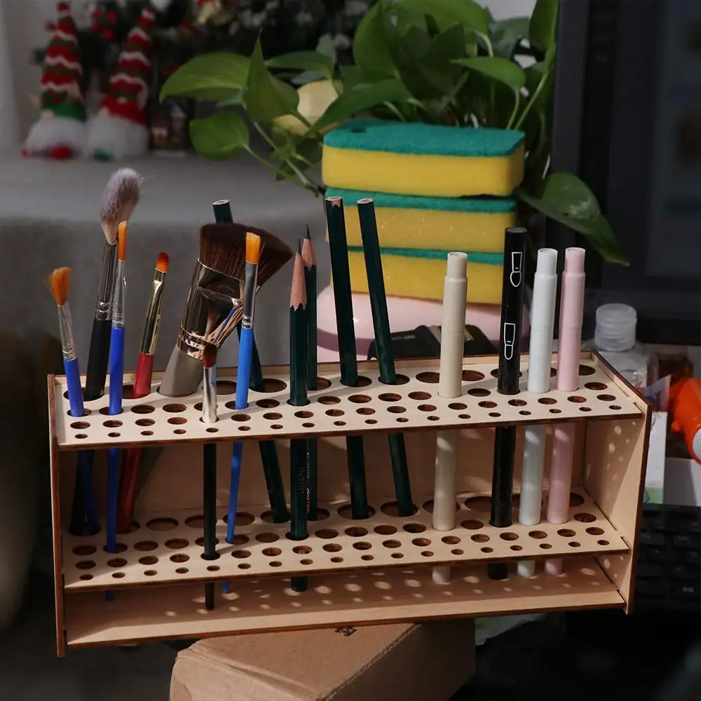 Wooden Frame Paint Brush Holder Household DIY Watercolor Brush Rack Large Capacity Saving Space Pen Drying Stand Colored Pencils