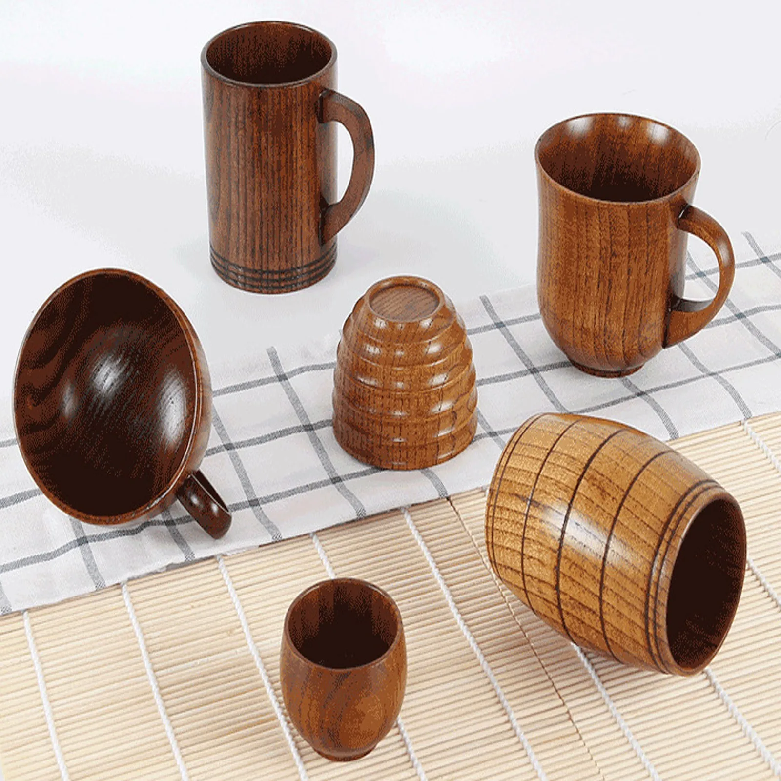 Natural Jujube Wood Cup Handmade Retro Wooden Drinking Mug Classic Milk Coffee Beer Tea Cups Kitchen Bar Drinkware Accessories