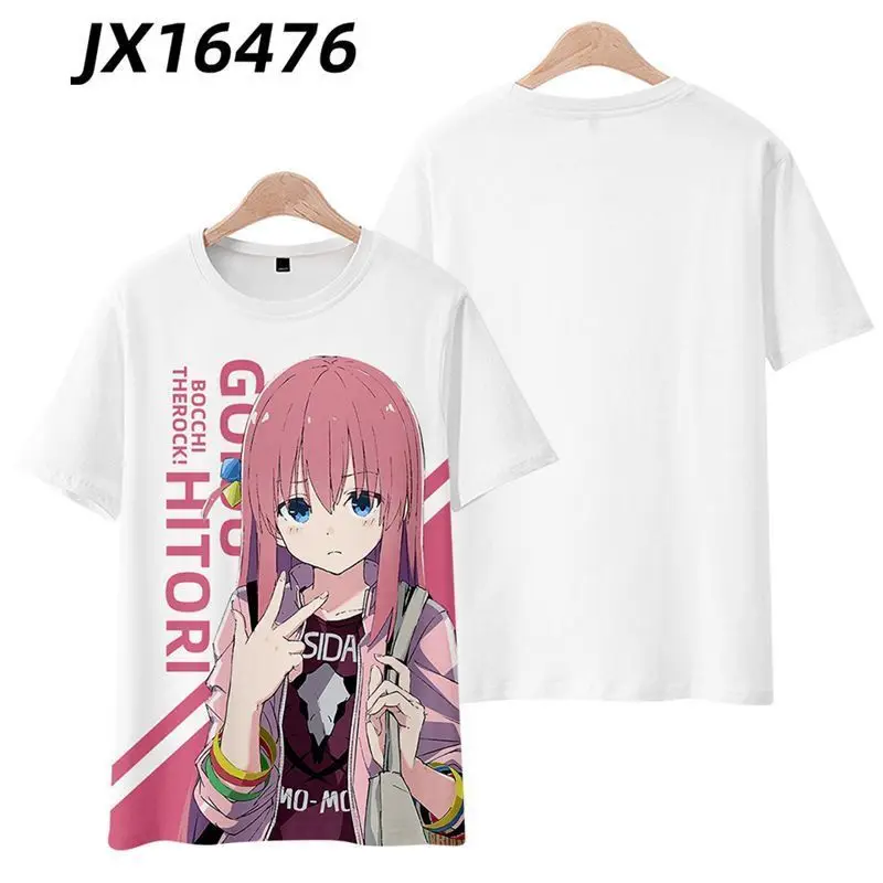 Anime BOCCHI THE ROCK! Gotoh Hitori 3D Print T-shirt for Men Women Summer Clothes Short Sleeve Tee Daily Wear Teenager