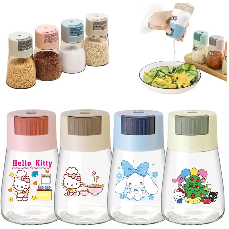 

Sanrio HelloKitty Kitchen Seasoning Bottle Kitchen Salt and Pepper Shakers Precise Quantitative Push Type Seasoning Bottle Tool