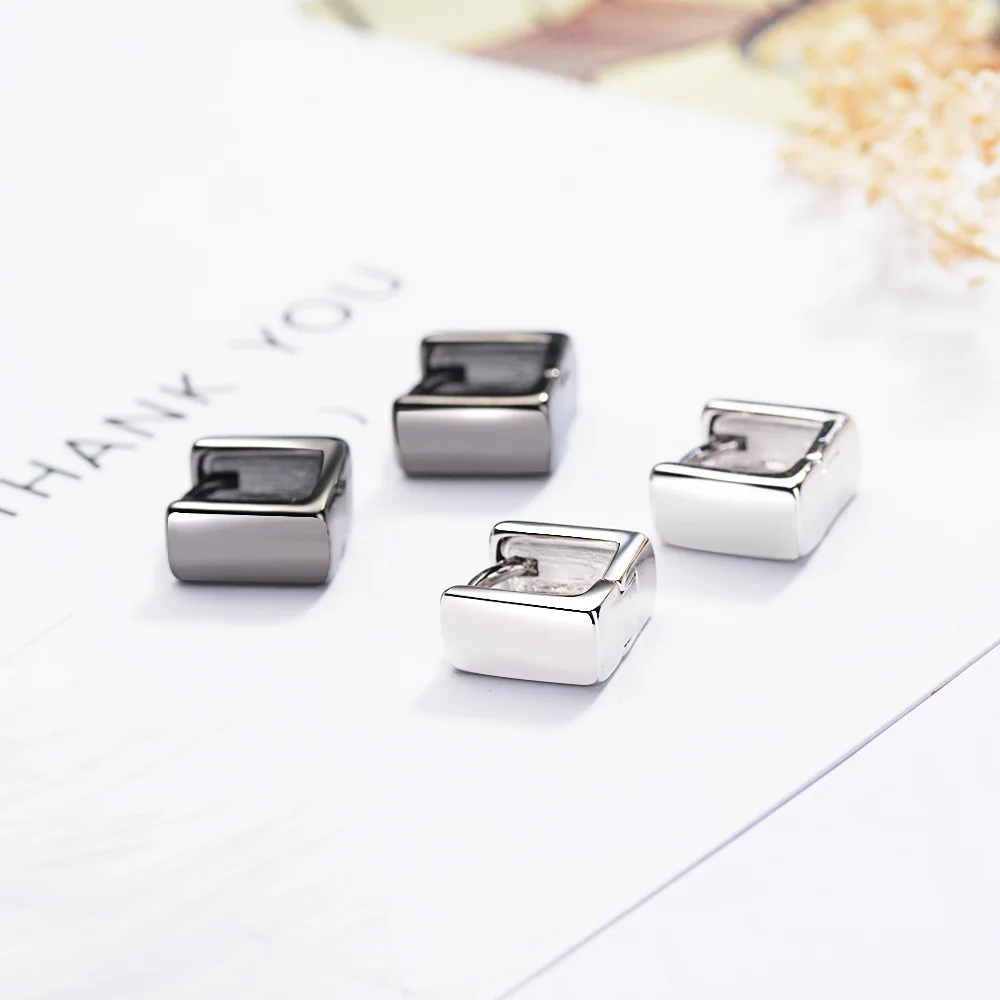 100% 925 Sterling Silver Earring For Women High Quality Simple Square Gold color Earings Fashion Jewelry Lovers Ears Piercing