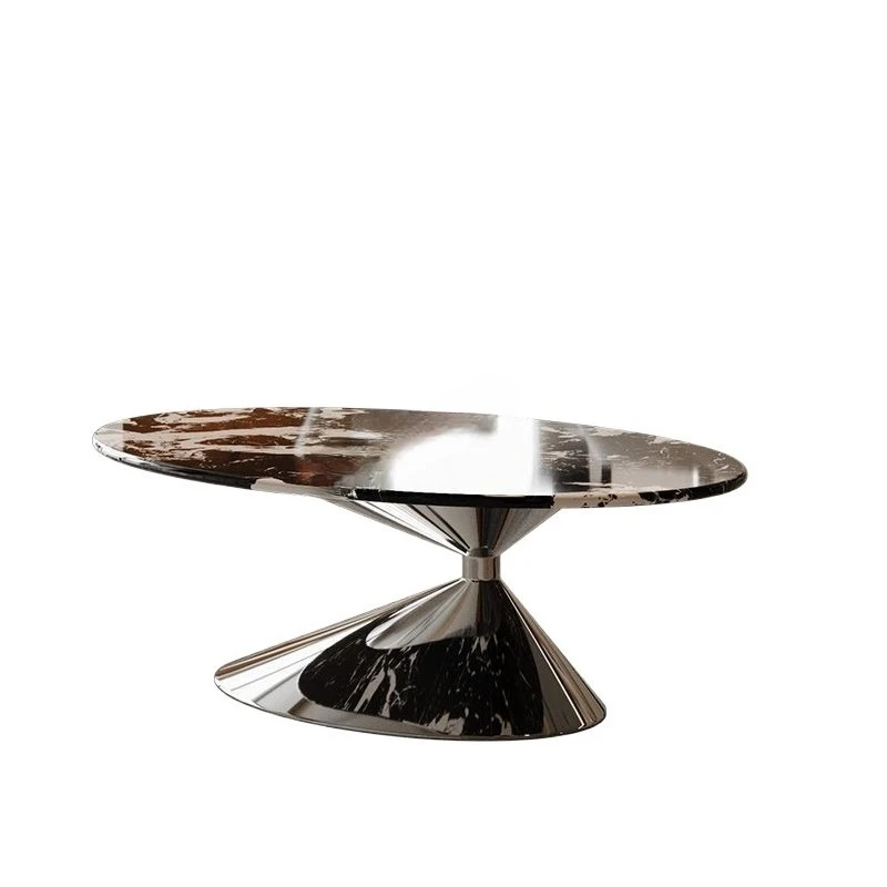 Italian minimalist coffee table, oval creative, stainless steel, simple style, marble coffee table