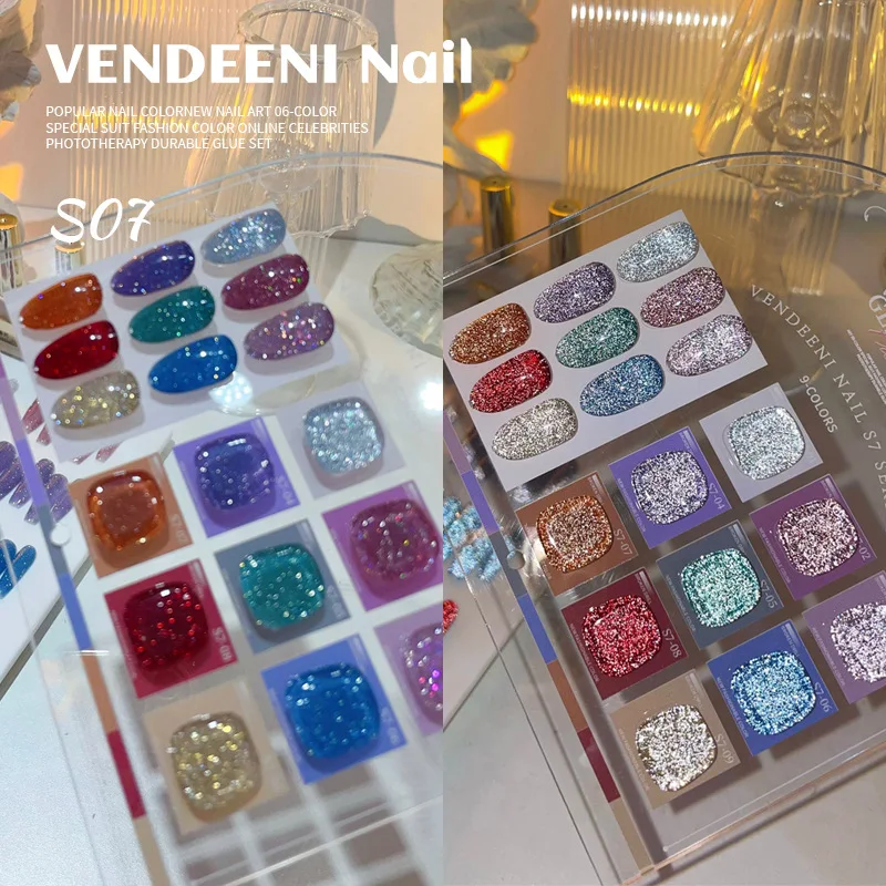 VENDEENI หักเพชรสี 9 สีเล็บชุดเล็บชุดเล็บ Salon 2024 ใหม่ขายร้อนแฟชั่นปลอดสารพิษ UV เจลขายส่ง