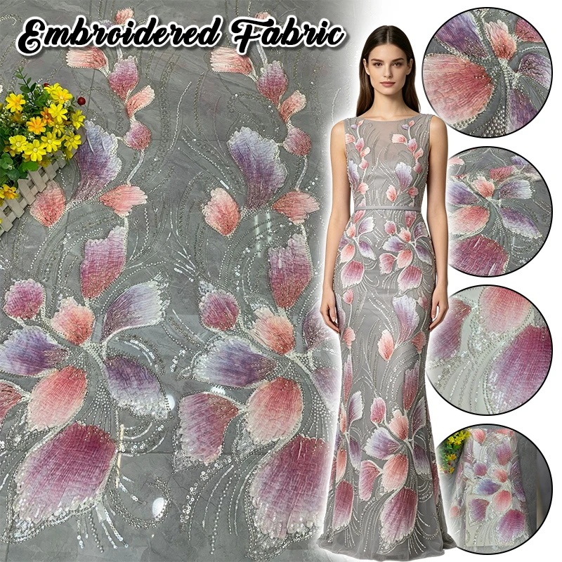 

White Lace Fabric for Custom Wedding Dresses 2026 Three Dimensional Embroidery Soft Mesh Gauze Bridal Diy Sewing Material