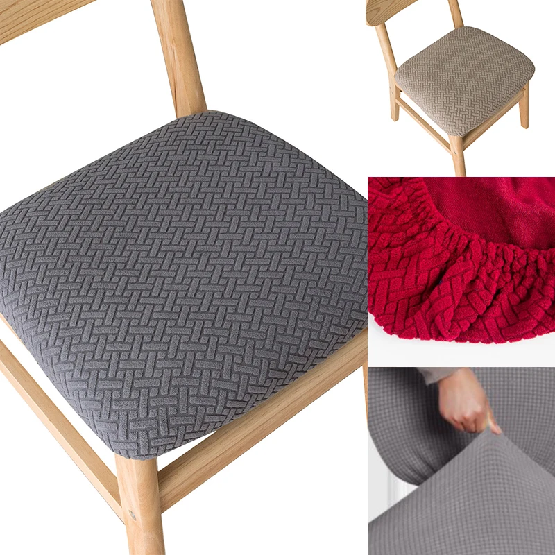 1 pz sala da pranzo coprisedia antipolvere Spandex Jacquard cuscino Solid Chair Seat Protector Case fodere rimovibili lavabili