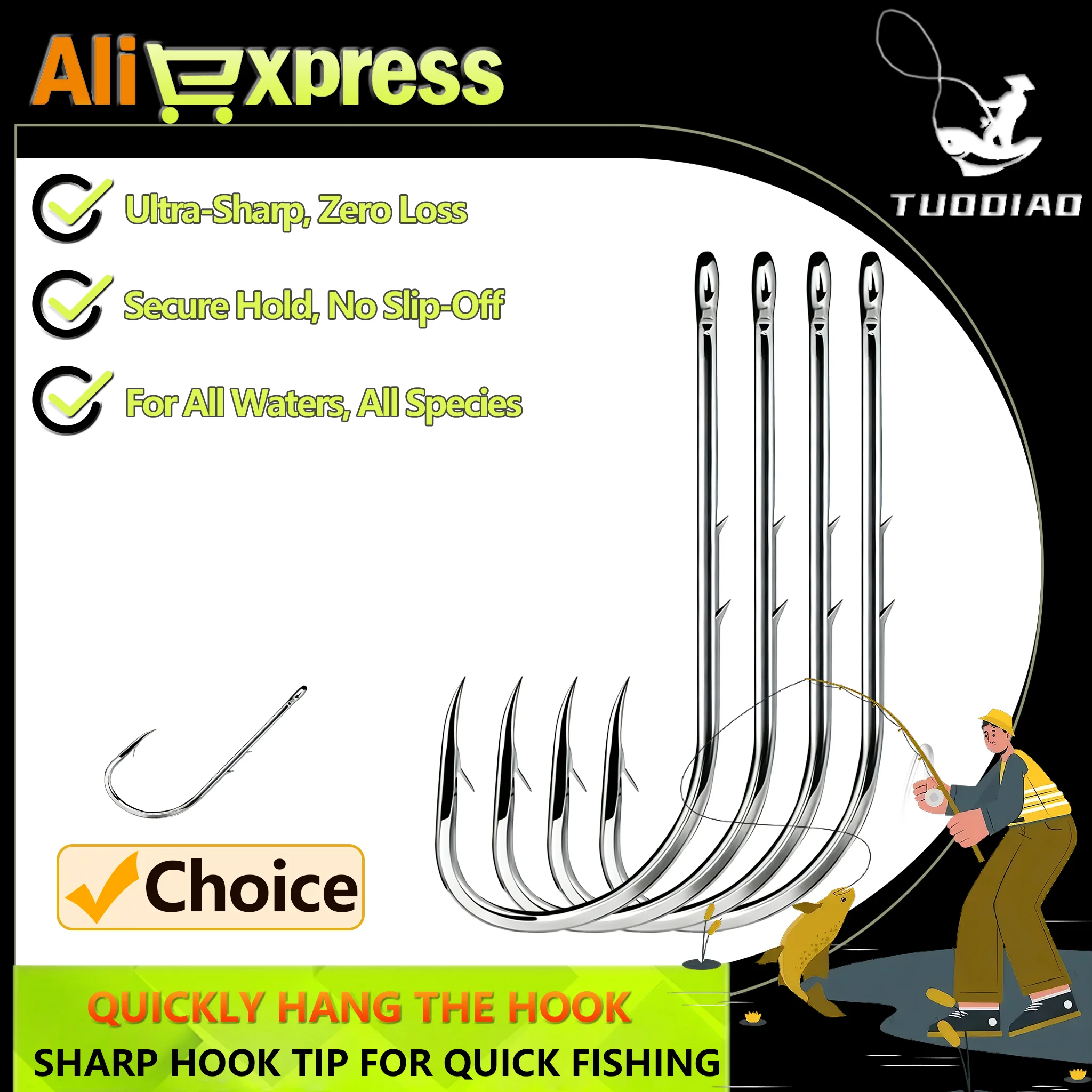 

[TUODIAO] Double-Barb Fishing Hook Dual Barb Design Sharp Penetration Anti-Slip Soft Bait Lure Hook