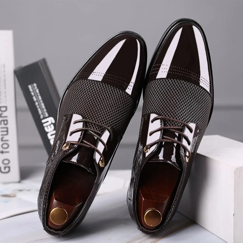 patent leather man dress shoes derby formal shoes man designer italian wedding shoes casual business scarpe uomo eleganti