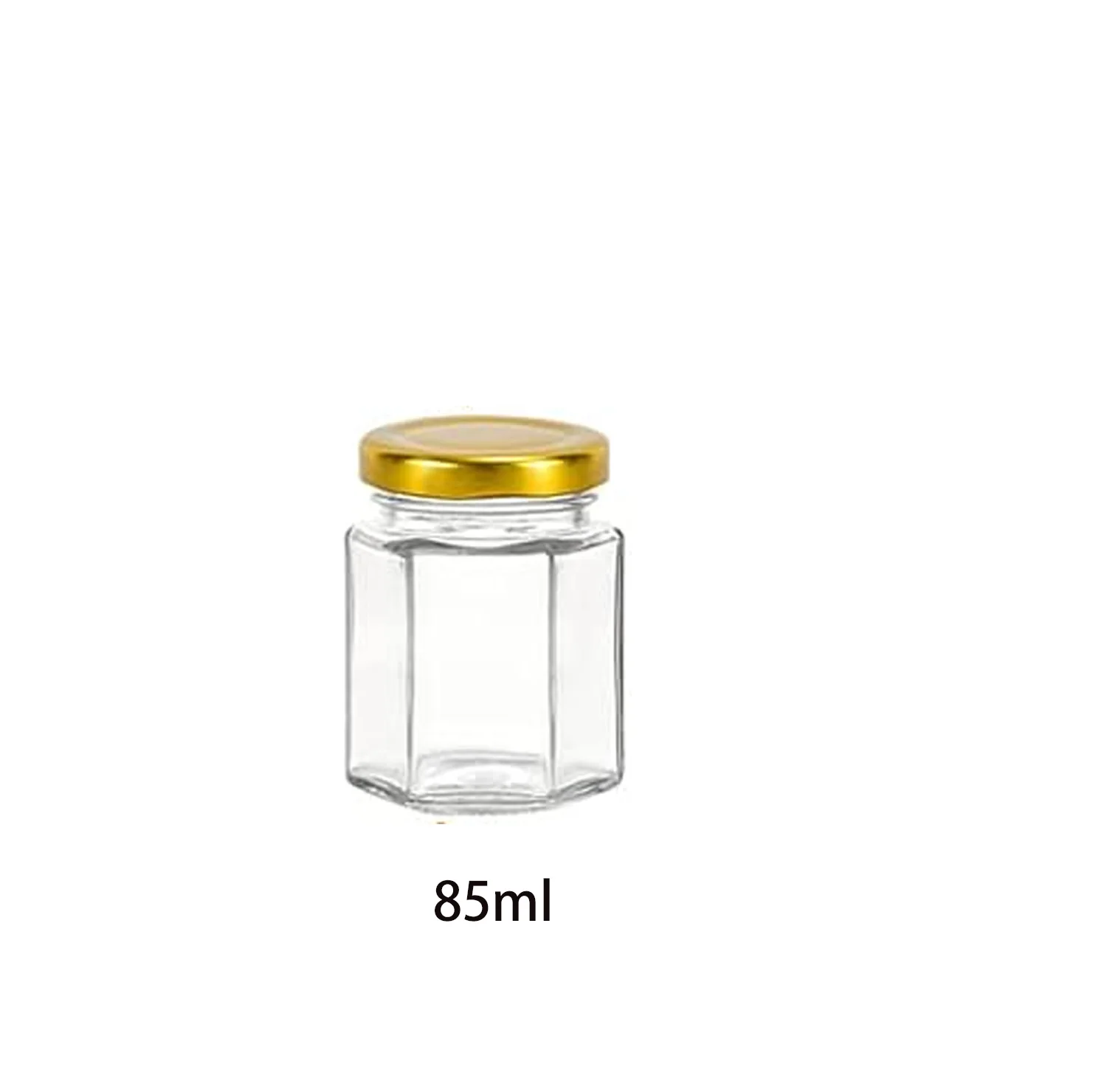 

120pcs Hexagonal 2.87oz / 85ml Glass Jars with Golden Lids - Great for all Those Handmad