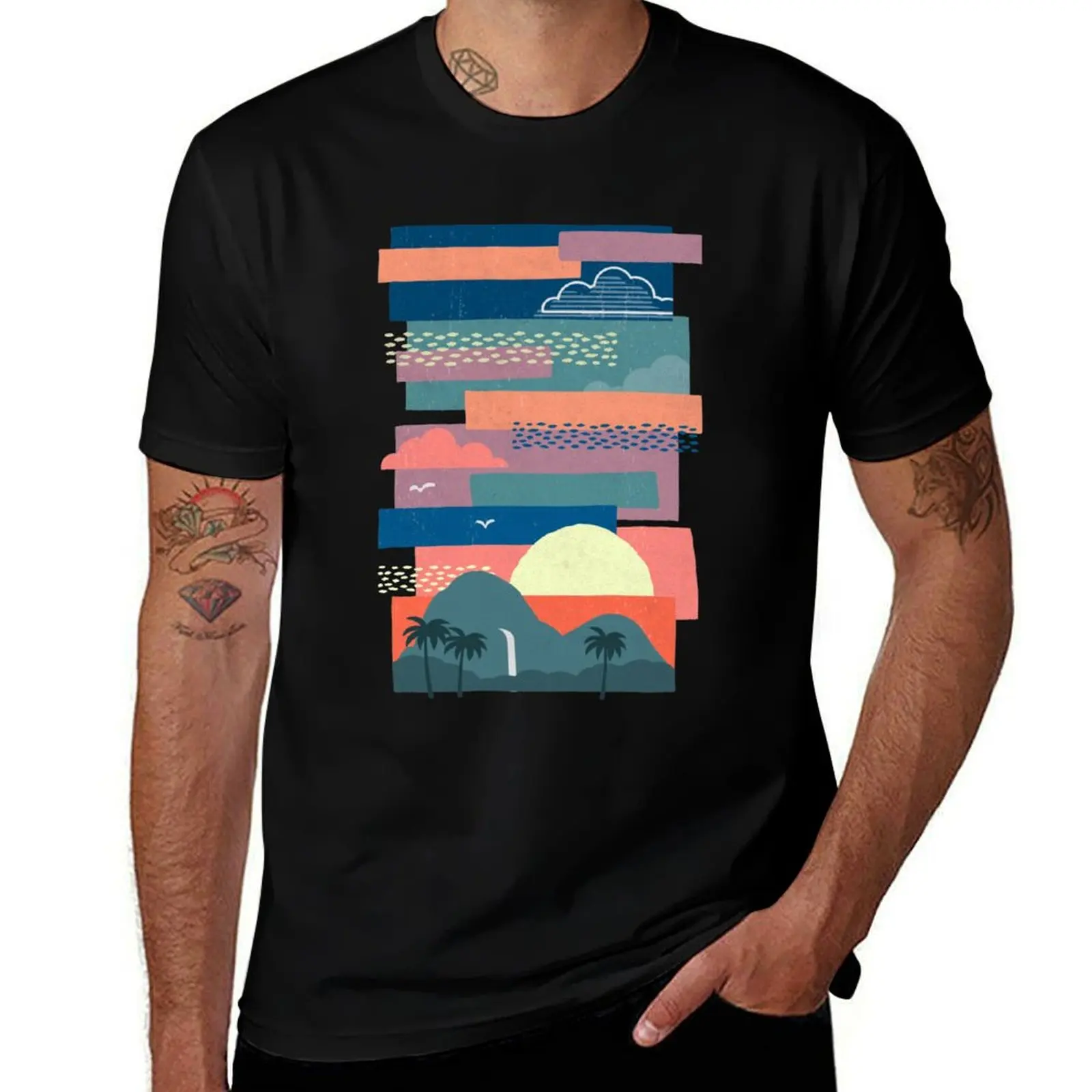 Tropical Skies T-Shirt Basic Tee Shirt for Everyday Outfit