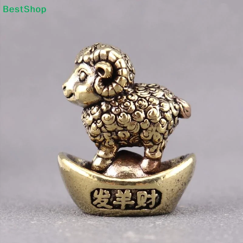Chinese Zodiac Goat Lucky Statue Hand Polished Brass Sheep Figurine Desktop Ornament For Office Fengshui Decor