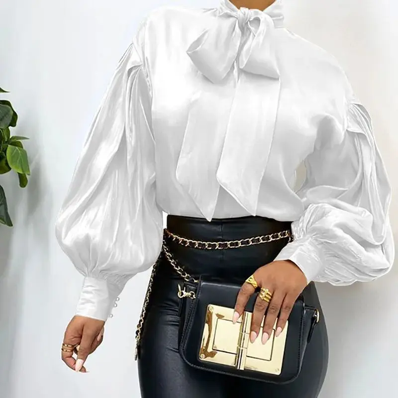 

2023 Harajuku Spring Summer Women's Long Blouse New Sle Svel irt Ladies Premium Faion Casual White Top