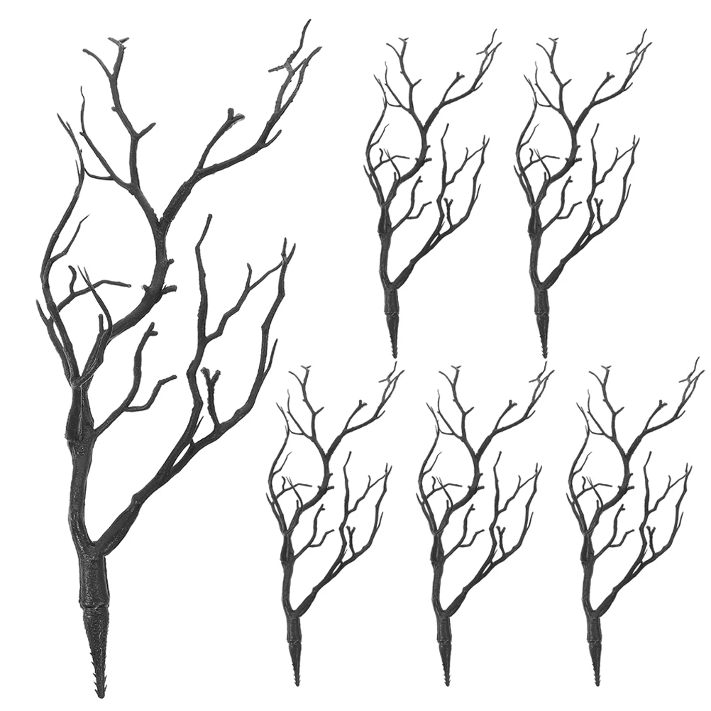 

6pcs Artificial Antler Branches Deep BrownPlants Home Decor DIY Arrangement Vase Filling Plastic Stems Christmas Accessories
