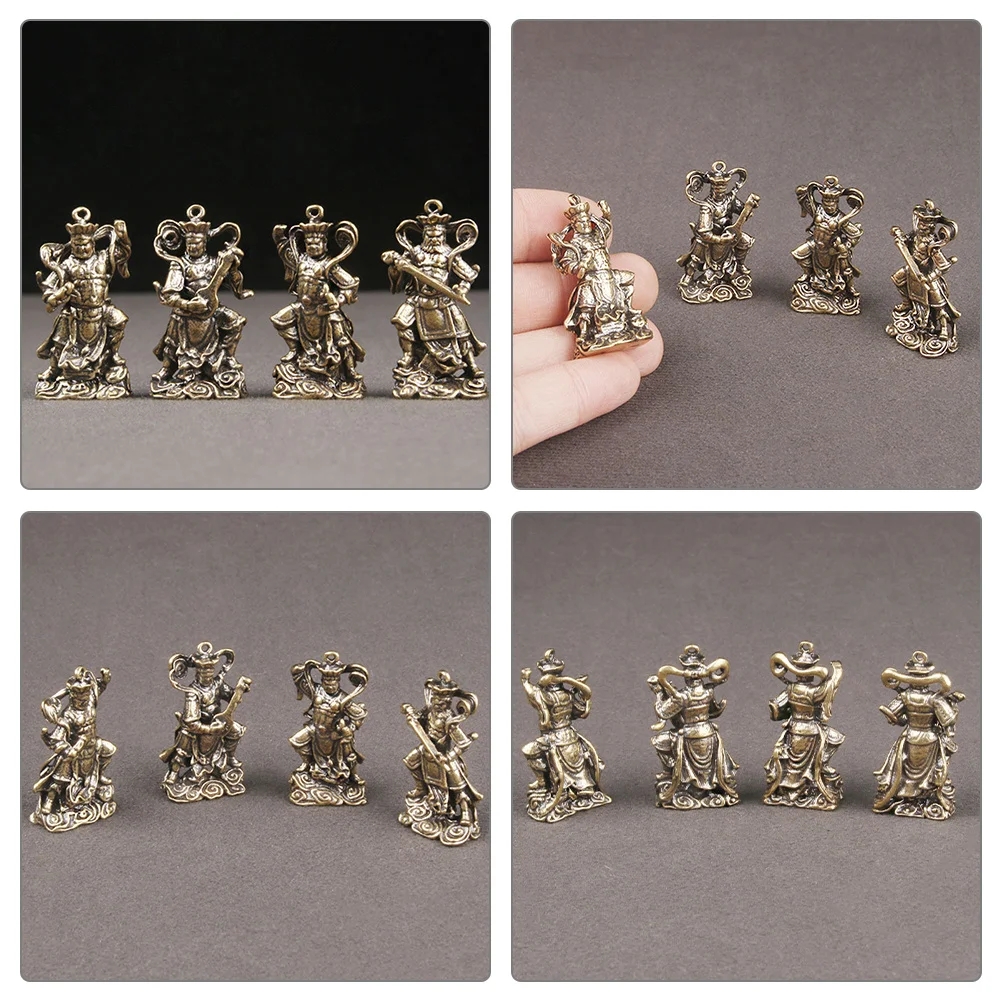 

4Pcs Desktop Buddha Statue Brass Craft Decor Smooth Surface Retro Design Home Decoration for Office Study Space-Saving Ornament