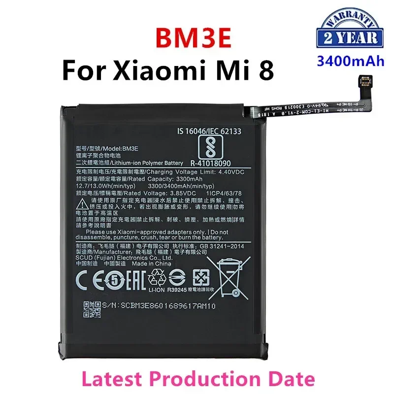 

Brand New BM3E 3400mAh Battery For Xiaomi Mi 8 Mi8 M8 BM3E High Quality Phone Replacement Batteries