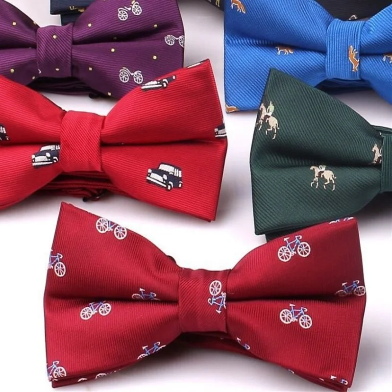 Nový pánské kreslený opice jízdní kolo bowtie pro muži polyesterová žakárové živočich luk přivázat svatební podnikání obleků bowties gravatas motýl