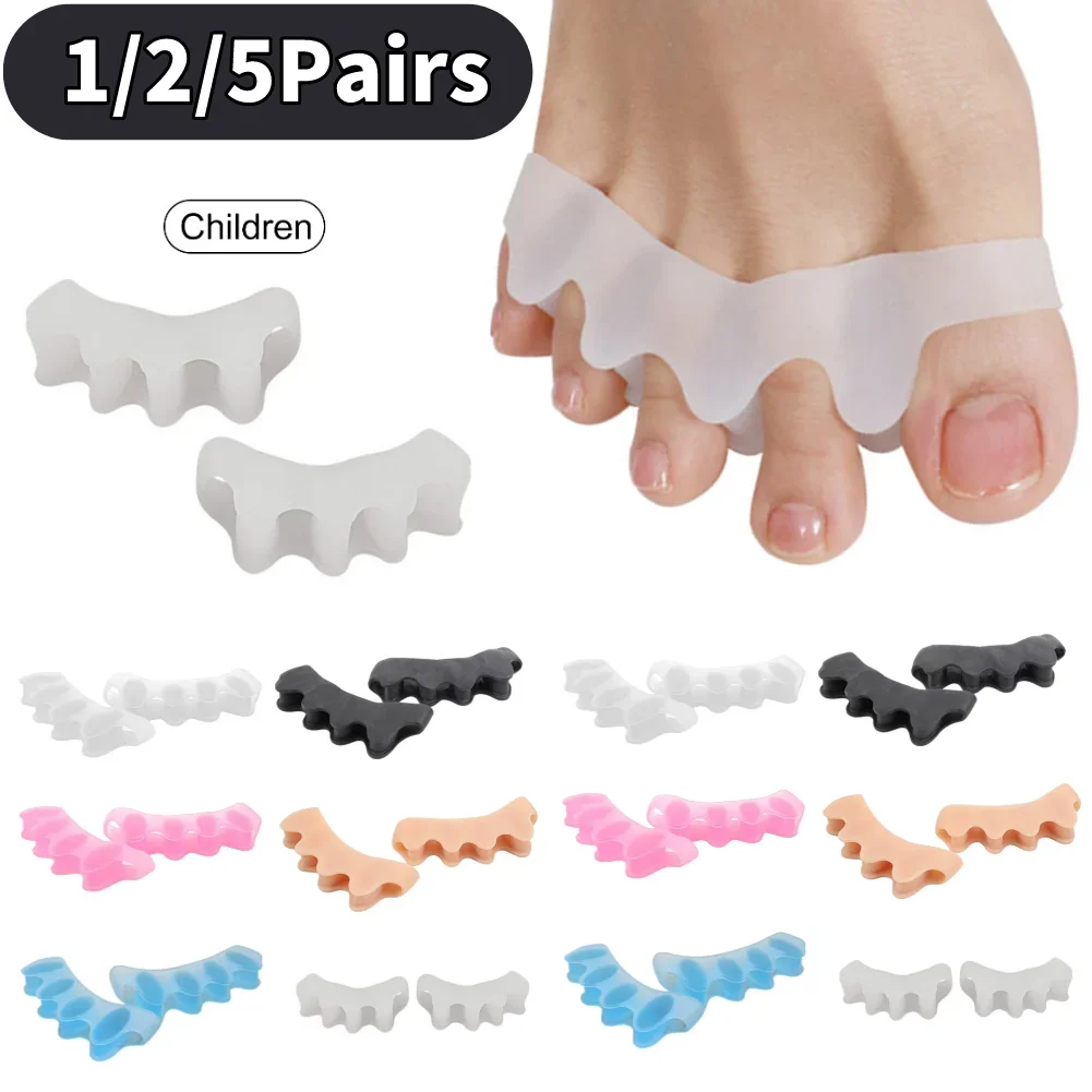 1-5pairs Toe Separator Silicone Finger Toe Protector Foot Fingers Separators Stretchers Straightener Bunion Toe Correction