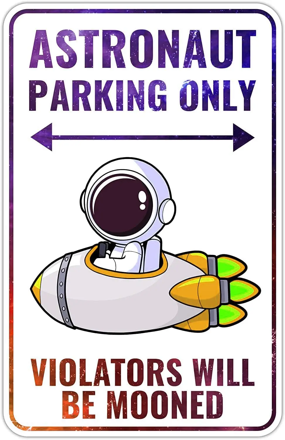 Xiddxu Retro Metal Tin Sign  Astronaut Parking Only Space Gifts for Boys Kids Themed Bedroom Room Wall Decorations-aluminum